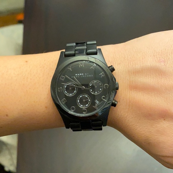 Marc by Marc Jacobs MBM3601 Black Logo Bezel Watch Ceramic Style NWOT Marc by Marc Jacobs Wrist Watch Gold Plated Black Dial  main image 4